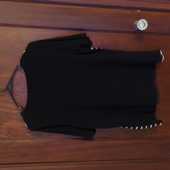 Coldwater Creek Black & White Stripe Short Sleeve Shirt Size XL - Picture 5 of 6